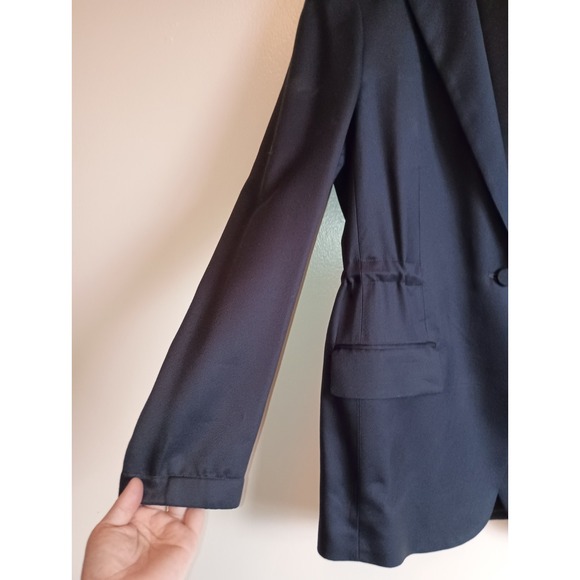 Theory Liquid Twill Drape Jacket Navy Size 4 NWT $475 Blazer Drawstring Waist - Picture 4 of 16
